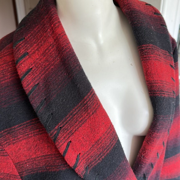 Vintage wool blend black and red western style jacket - Picture 6 of 11